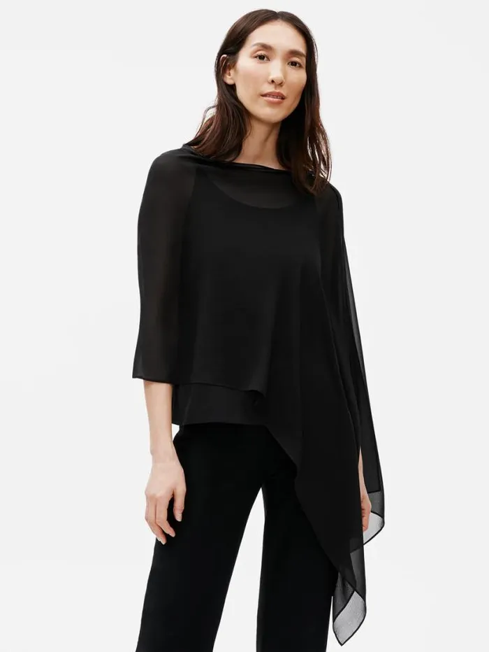 Eileen Fisher Accessories System Sheer Silk Georgette Wrap Black 8211 Shop