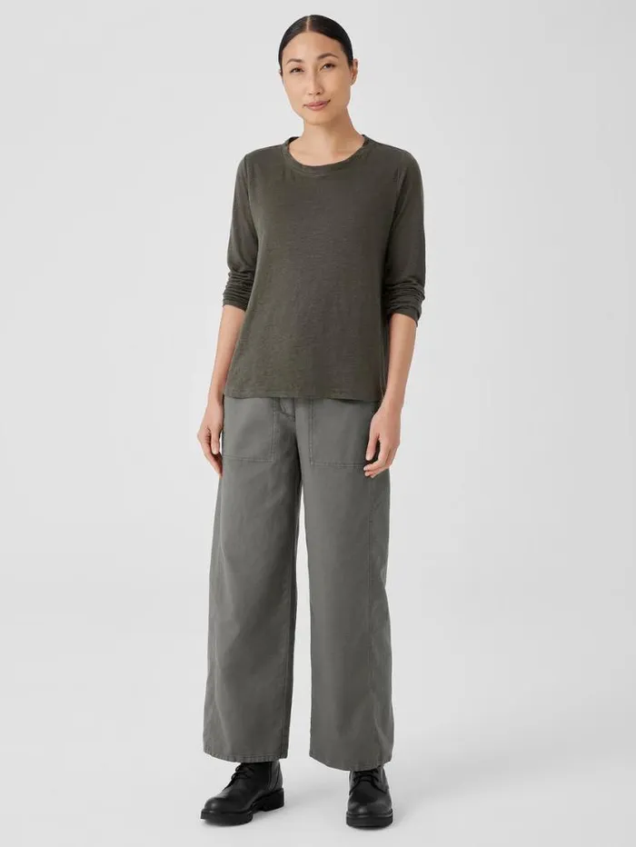 Eileen Fisher Denim Organic Linen Jersey Crew Neck Top Grove 8211 Shop