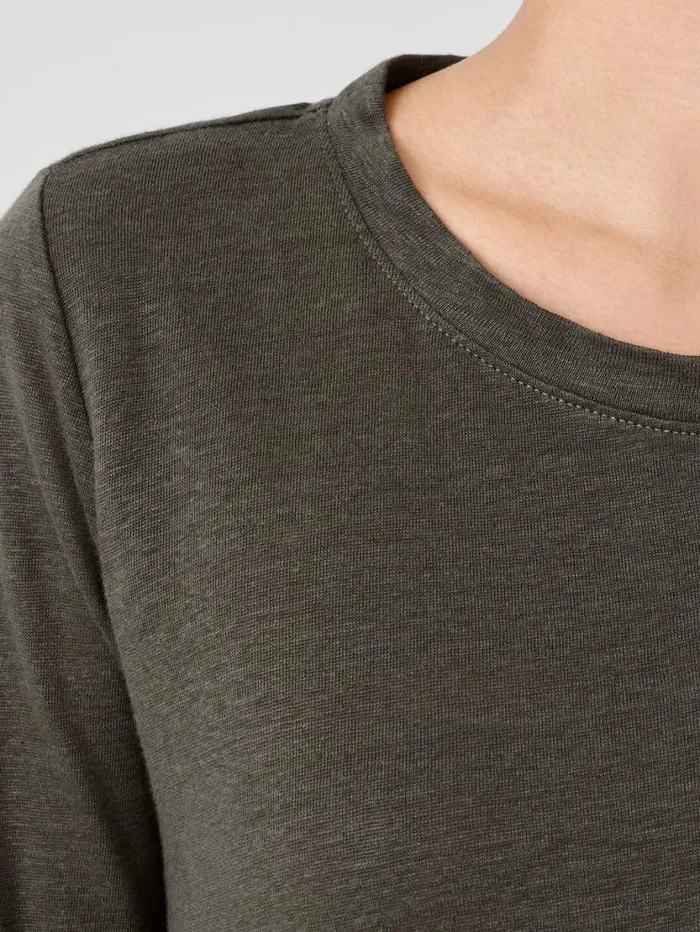 Eileen Fisher Denim Organic Linen Jersey Crew Neck Top Grove 8211 Shop