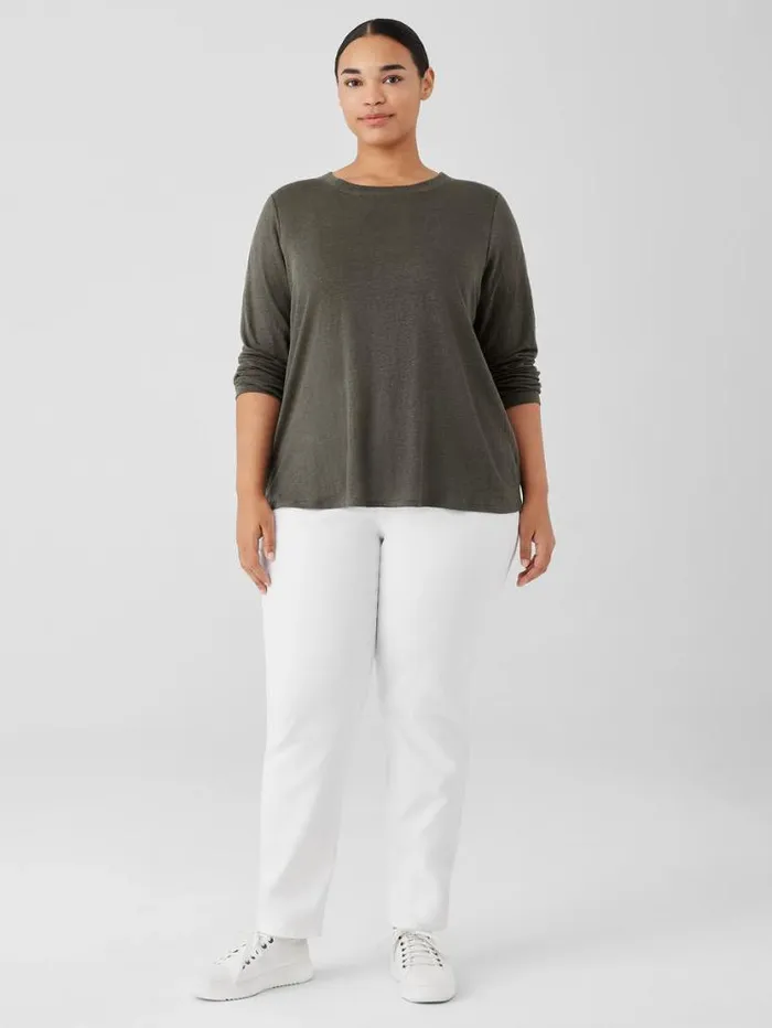 Eileen Fisher Denim Organic Linen Jersey Crew Neck Top Grove 8211 Shop