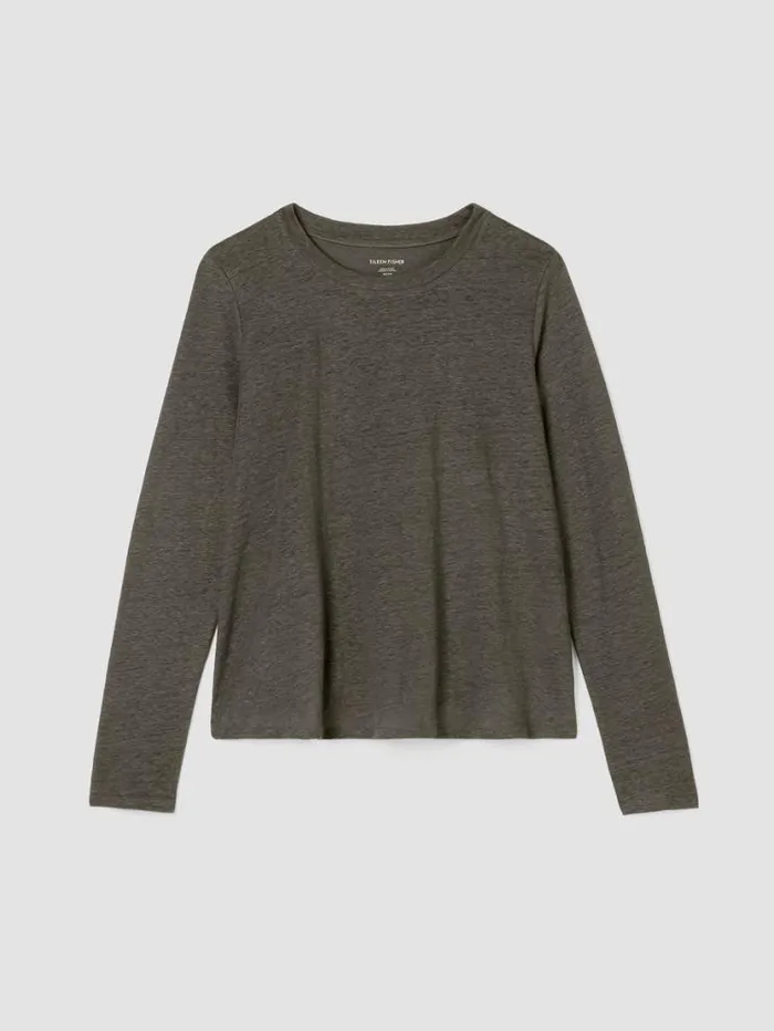 Eileen Fisher Denim Organic Linen Jersey Crew Neck Top Grove 8211 Shop