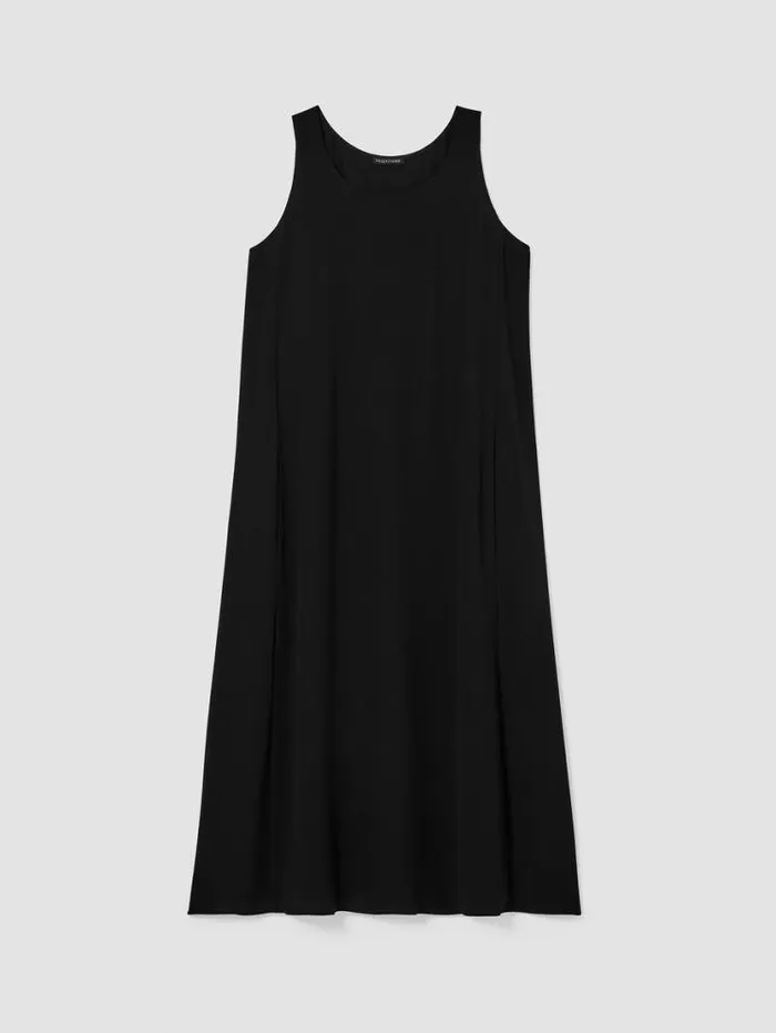 Eileen Fisher Dresses and Skirts Silk Georgette Crepe Scoop Neck Dress Black 8211 Shop
