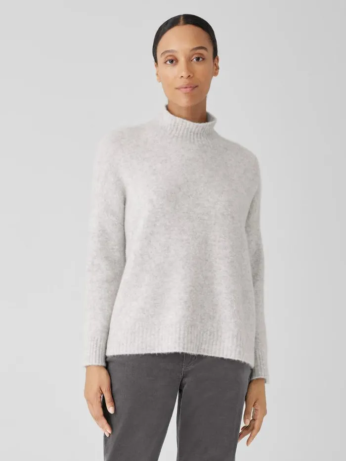 Eileen Fisher Extended Sizing 1X3X Cashmere Silk Bliss Turtleneck BoxTop Pearl 8211 Shop