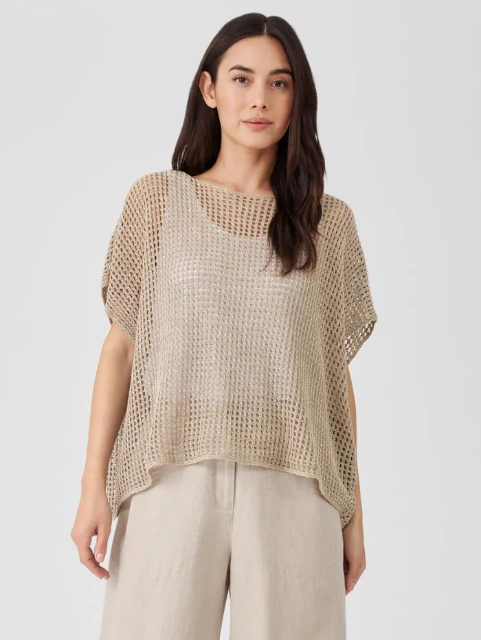 Eileen Fisher Extended Sizing 1X3X Organic Linen DlavBateau Neck Top Natural 8211 Shop