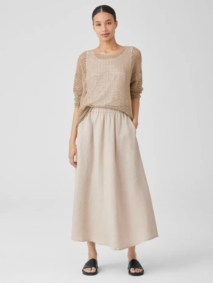 Eileen Fisher Extended Sizing 1X3X Organic Linen DlavRound Neck Top Natural 8211 Shop