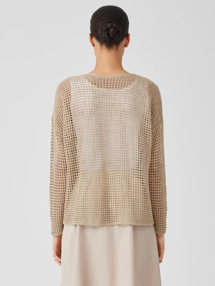 Eileen Fisher Extended Sizing 1X3X Organic Linen DlavRound Neck Top Natural 8211 Shop