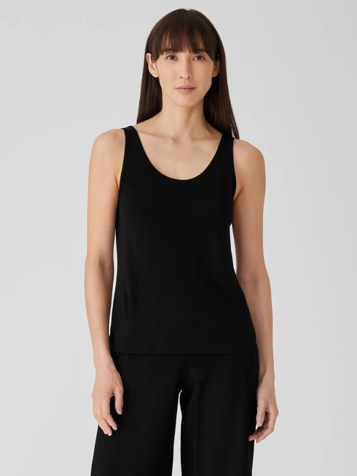 Eileen Fisher Extended Sizing 1X3X Stretch Silk Jersey Scoop Neck Tank Black 8211 Shop