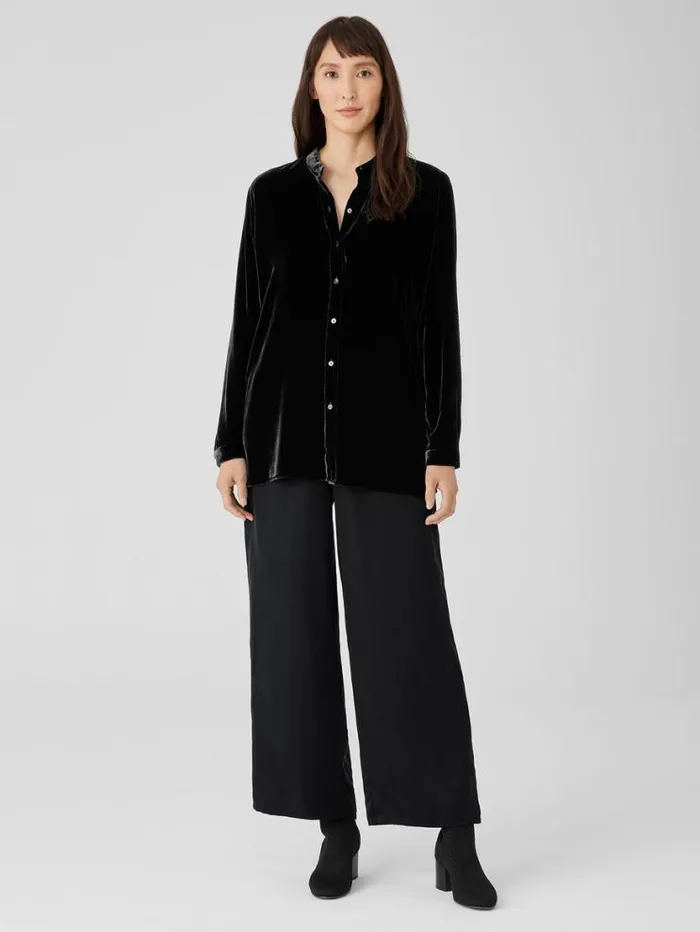 Eileen Fisher Pants Shorts and Jumpsuits Sandwashed Cupro WideLeg Pant Black 8211 Shop