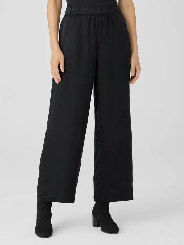 Eileen Fisher Pants Shorts and Jumpsuits Sandwashed Cupro WideLeg Pant Black 8211 Shop