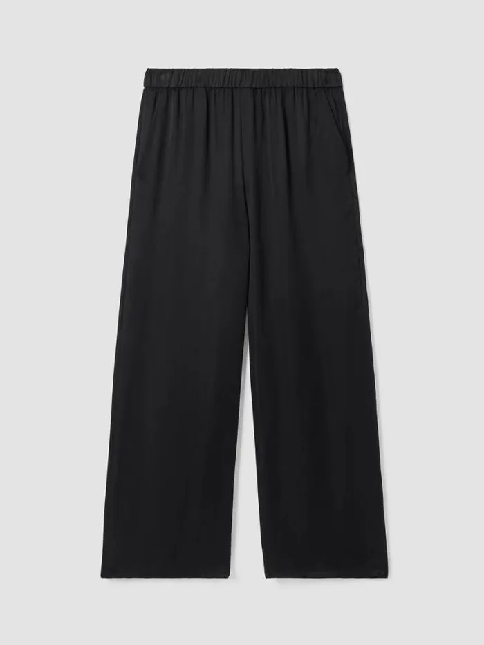 Eileen Fisher Pants Shorts and Jumpsuits Sandwashed Cupro WideLeg Pant Black 8211 Shop