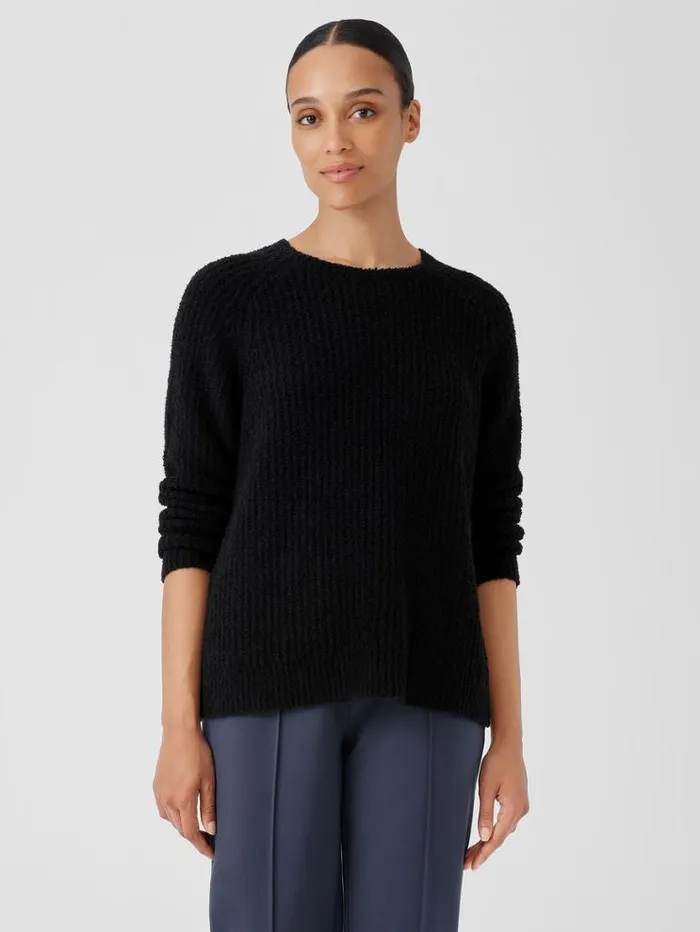 Eileen Fisher Petite Cotton Fluff Crew Neck Long Top Black 8211 Shop