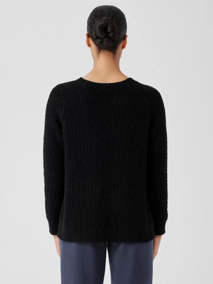 Eileen Fisher Petite Cotton Fluff Crew Neck Long Top Black 8211 Shop