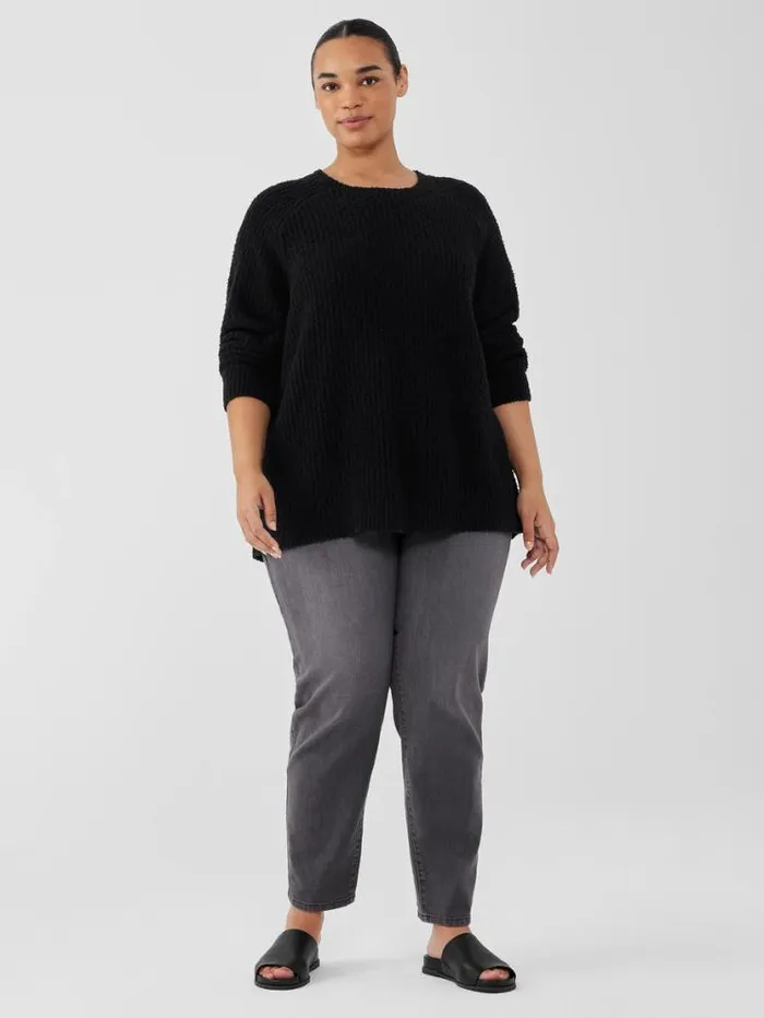 Eileen Fisher Petite Cotton Fluff Crew Neck Long Top Black 8211 Shop