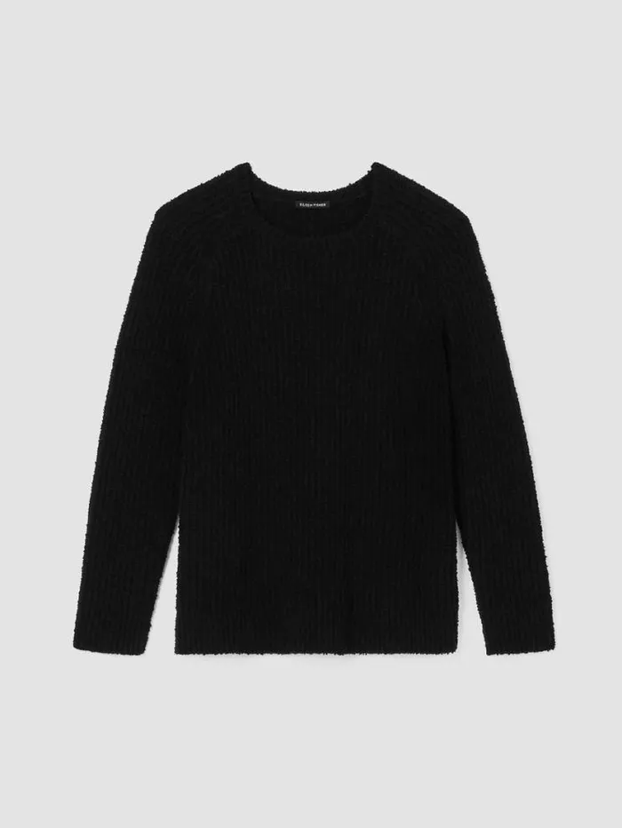 Eileen Fisher Petite Cotton Fluff Crew Neck Long Top Black 8211 Shop