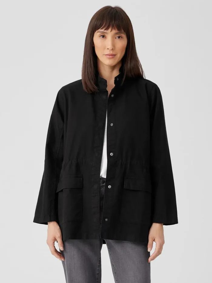 Eileen Fisher Petite Cotton Hemp Stretch Stand Collar Jacket Black 8211 Shop