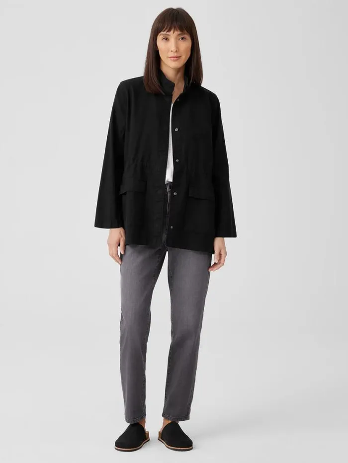 Eileen Fisher Petite Cotton Hemp Stretch Stand Collar Jacket Black 8211 Shop