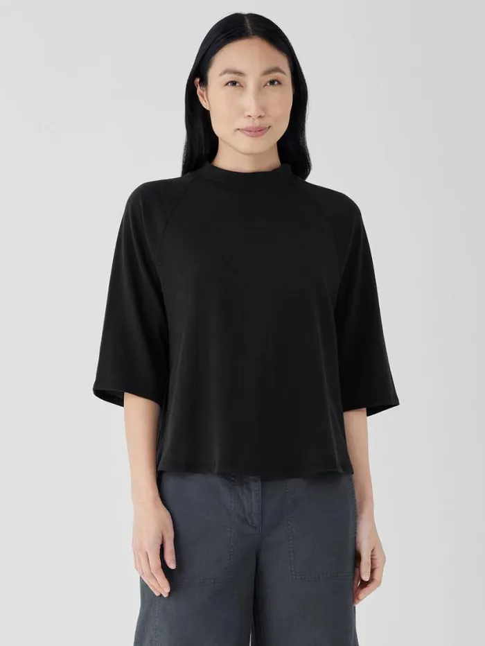 Eileen Fisher Petite Cozy Organic Cotton Slub Mock Neck Top Black 8211 Shop