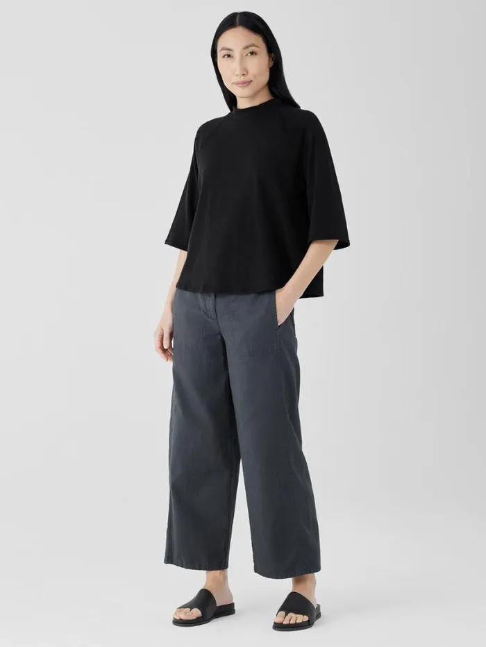 Eileen Fisher Petite Cozy Organic Cotton Slub Mock Neck Top Black 8211 Shop