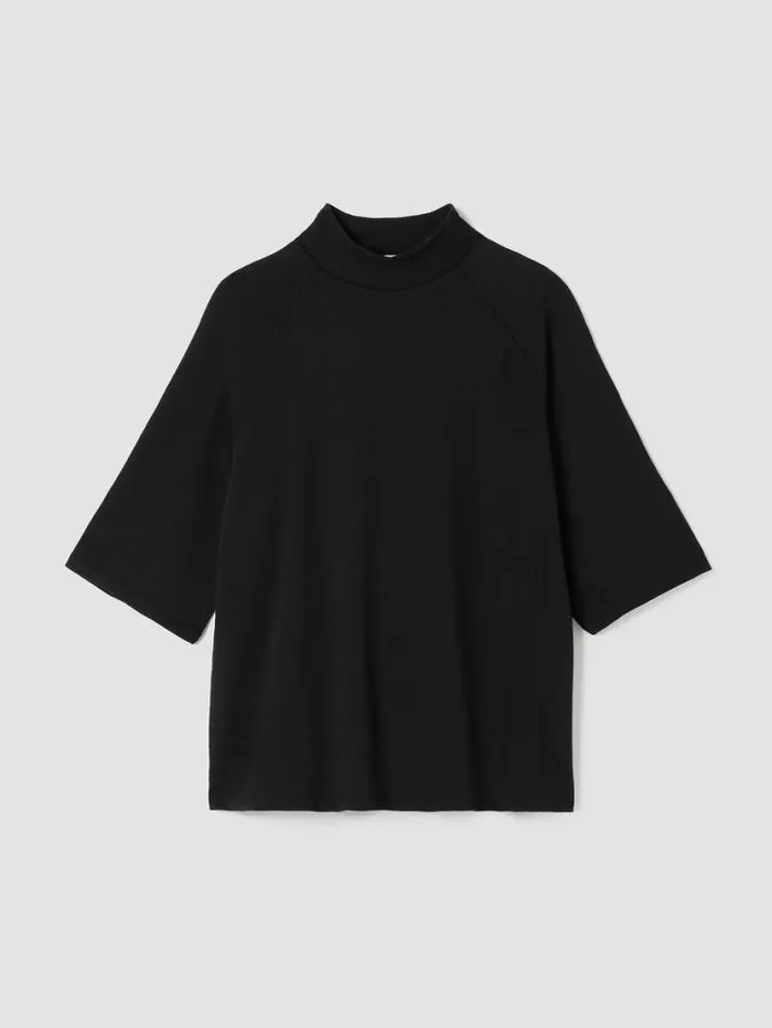 Eileen Fisher Petite Cozy Organic Cotton Slub Mock Neck Top Black 8211 Shop