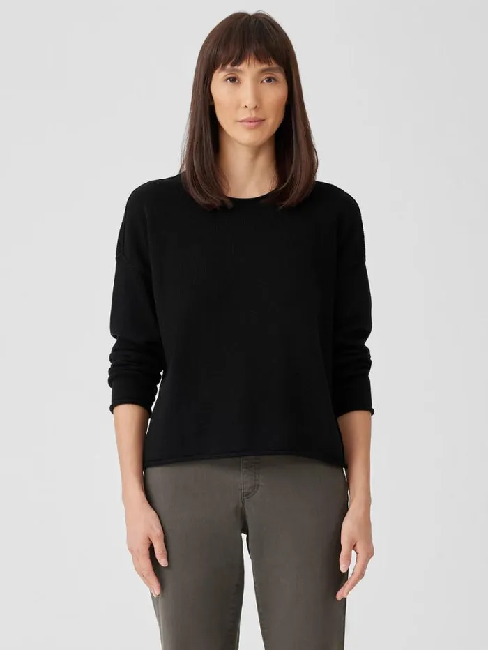 Eileen Fisher Petite Peruvian Cotton Blend Crew Neck Top Black 8211 Shop