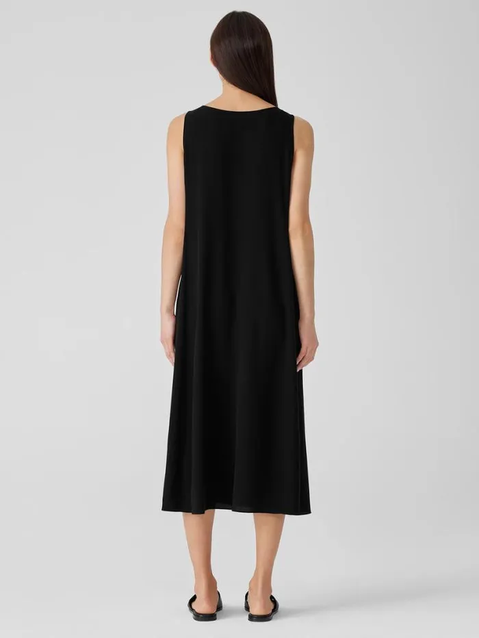 Eileen Fisher Petite Silk Georgette Crepe Scoop Neck Dress Black 8211 Shop