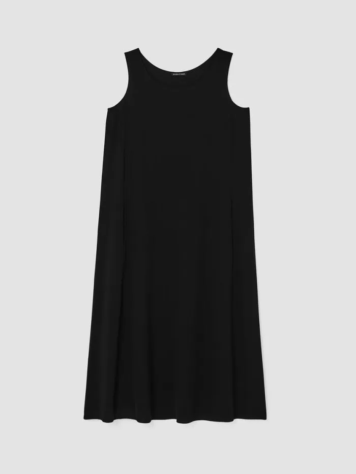 Eileen Fisher Petite Silk Georgette Crepe Scoop Neck Dress Black 8211 Shop