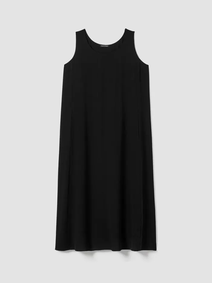 Eileen Fisher Petite Silk Georgette Crepe Scoop Neck Dress Black 8211 Shop