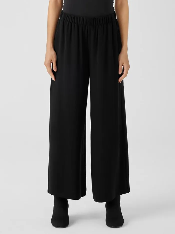 Eileen Fisher Petite Silk Georgette Crepe WideLeg Pant Black 8211 Shop