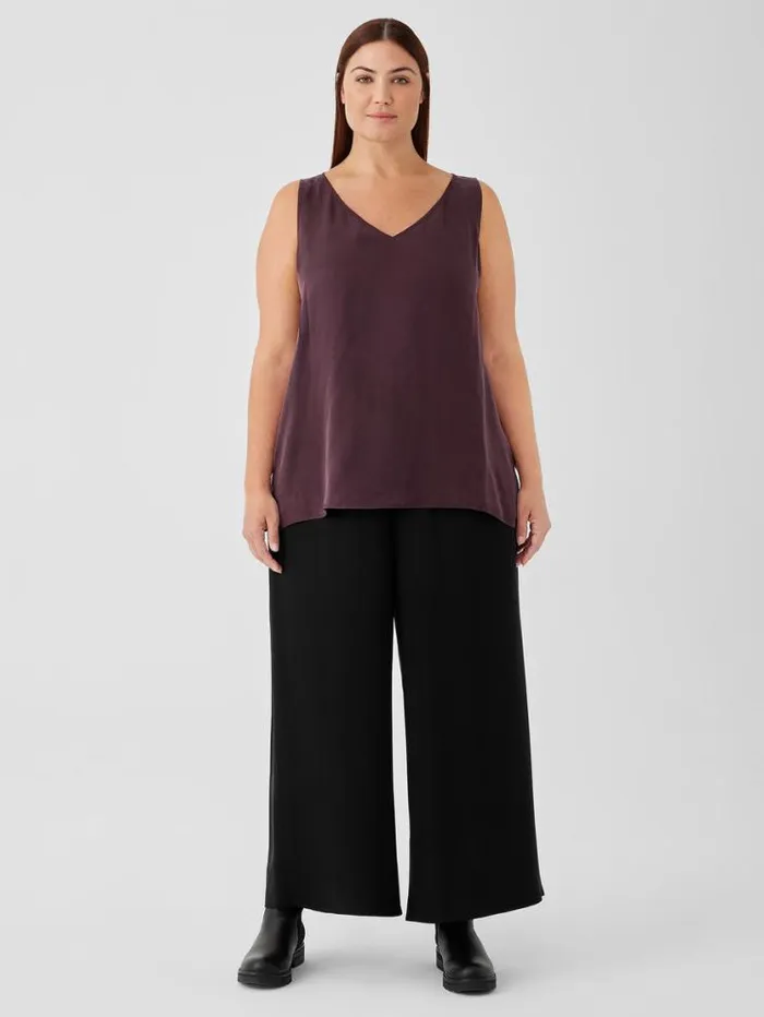Eileen Fisher Petite Silk Georgette Crepe WideLeg Pant Black 8211 Shop