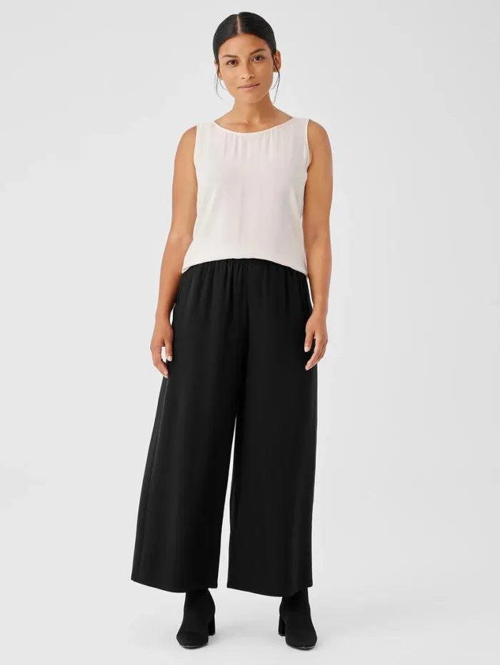 Eileen Fisher Petite Silk Georgette Crepe WideLeg Pant Black 8211 Shop