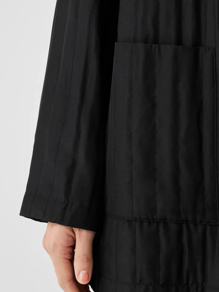 Eileen Fisher Petite Silk Habutai Quilted Round Neck Jacket Black 8211 Shop