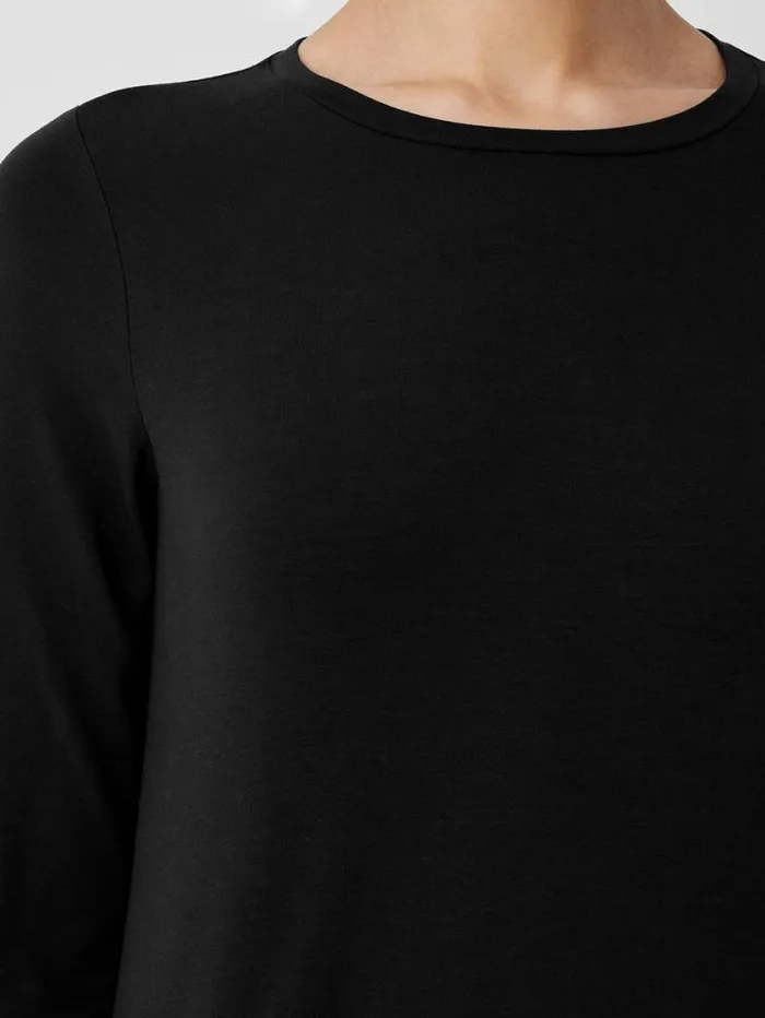 Eileen Fisher Petite Stretch Jersey Knit Crew Neck Long Top Black 8211 Shop