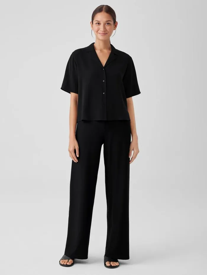 Eileen Fisher Petite Washable Stretch Crepe HighWaisted Wide Pant Black 8211 Shop