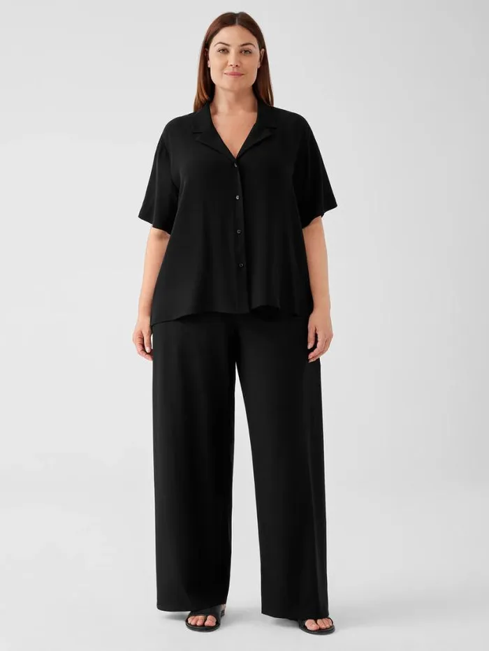 Eileen Fisher Petite Washable Stretch Crepe HighWaisted Wide Pant Black 8211 Shop