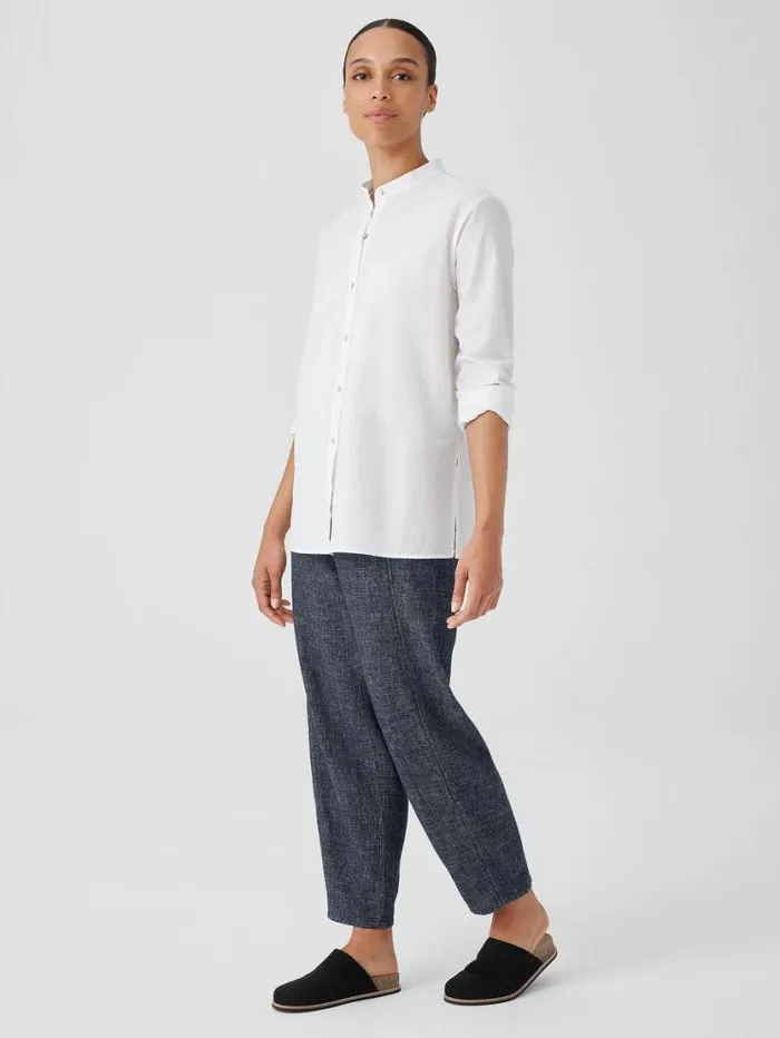 Eileen Fisher Petite Washed Organic Cotton Poplin Band Collar Shirt White 8211 Shop