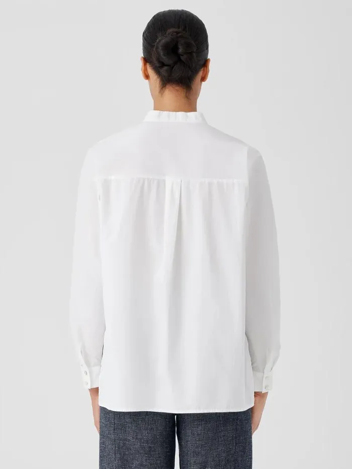 Eileen Fisher Petite Washed Organic Cotton Poplin Band Collar Shirt White 8211 Shop