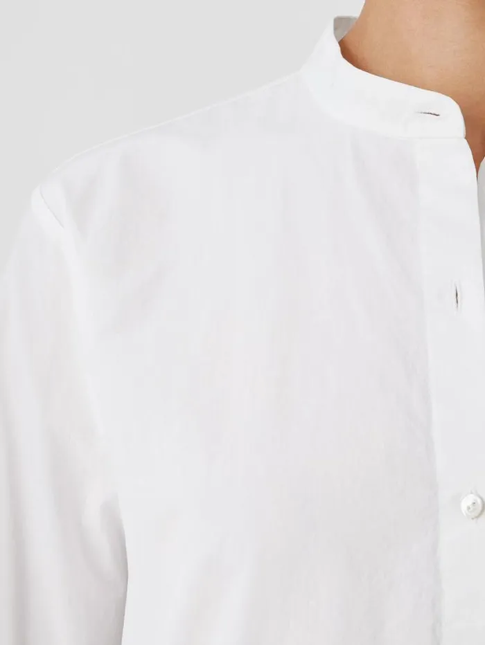 Eileen Fisher Petite Washed Organic Cotton Poplin Band Collar Shirt White 8211 Shop