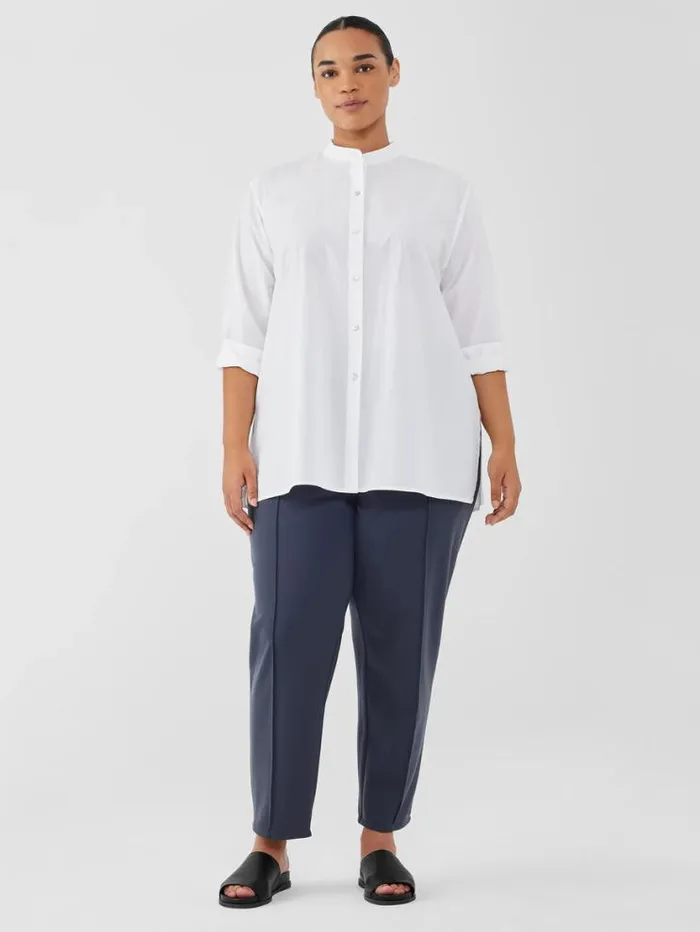 Eileen Fisher Petite Washed Organic Cotton Poplin Band Collar Shirt White 8211 Shop