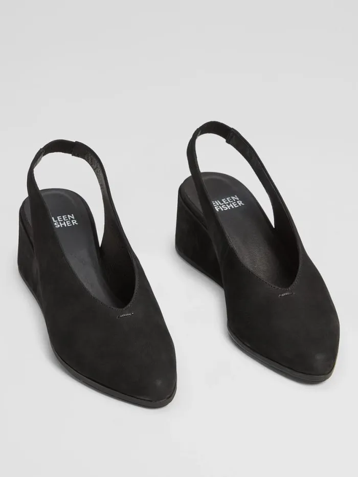 Eileen Fisher Shoes Devi Tumbled Nubuck LeatherSlingback Black 8211 Shop