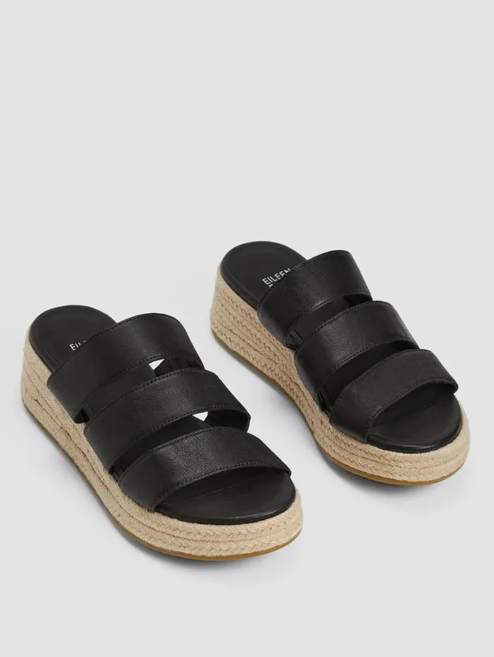 Eileen Fisher Shoes Mayla Tumbled Leather Espadrille Black 8211 Shop