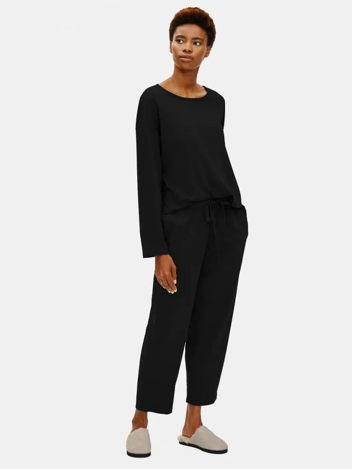 Eileen Fisher Sleepwear Organic Cotton Interlock Slouchy Sleep Pant Black 8211 Shop