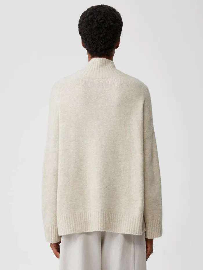 Eileen Fisher Sweaters and Cardigans Cashmere Silk Bliss Turtleneck BoxTop Maple Oat 8211 Shop