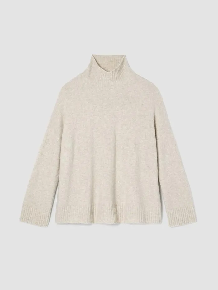 Eileen Fisher Sweaters and Cardigans Cashmere Silk Bliss Turtleneck BoxTop Maple Oat 8211 Shop
