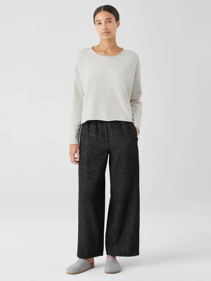 Eileen Fisher Sweaters and Cardigans Peruvian Organic Cotton Crepe Crew Neck Top Bone 8211 Shop