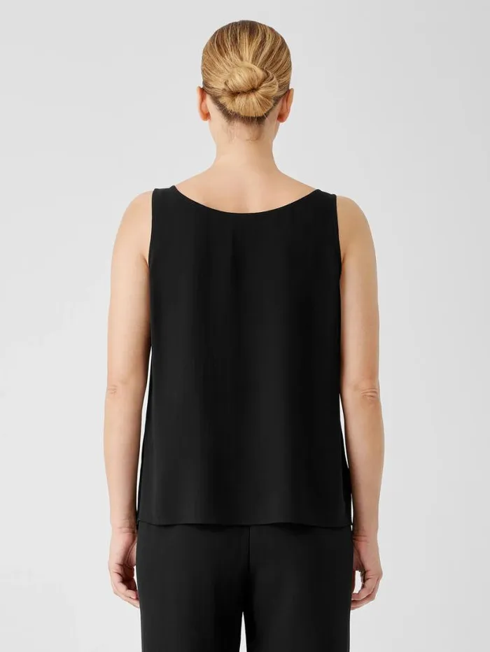 Eileen Fisher Tanks and Camis Silk Georgette Crepe VNeck Top Black 8211 Shop