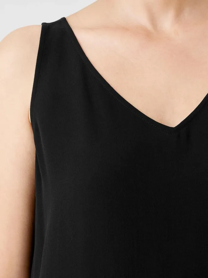 Eileen Fisher Tanks and Camis Silk Georgette Crepe VNeck Top Black 8211 Shop