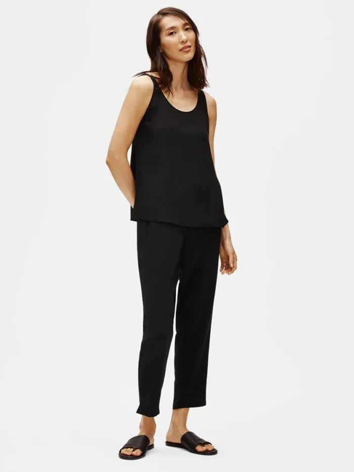 Eileen Fisher Tanks and Camis System Silk Georgette Crepe Tank Black 8211 Shop
