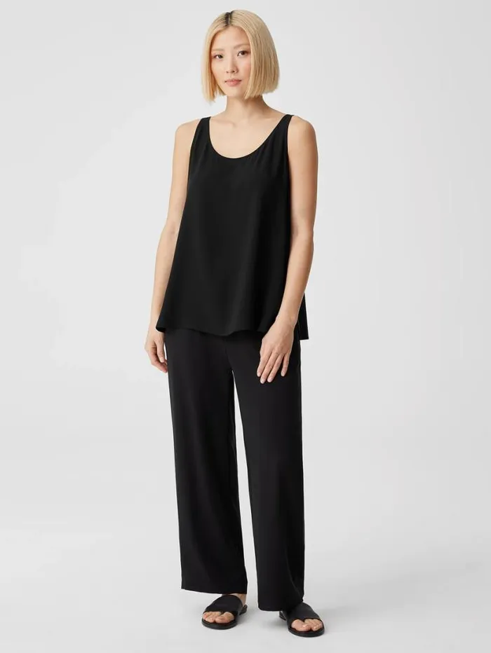 Eileen Fisher Tanks and Camis System Silk Georgette Crepe Tank Black 8211 Shop