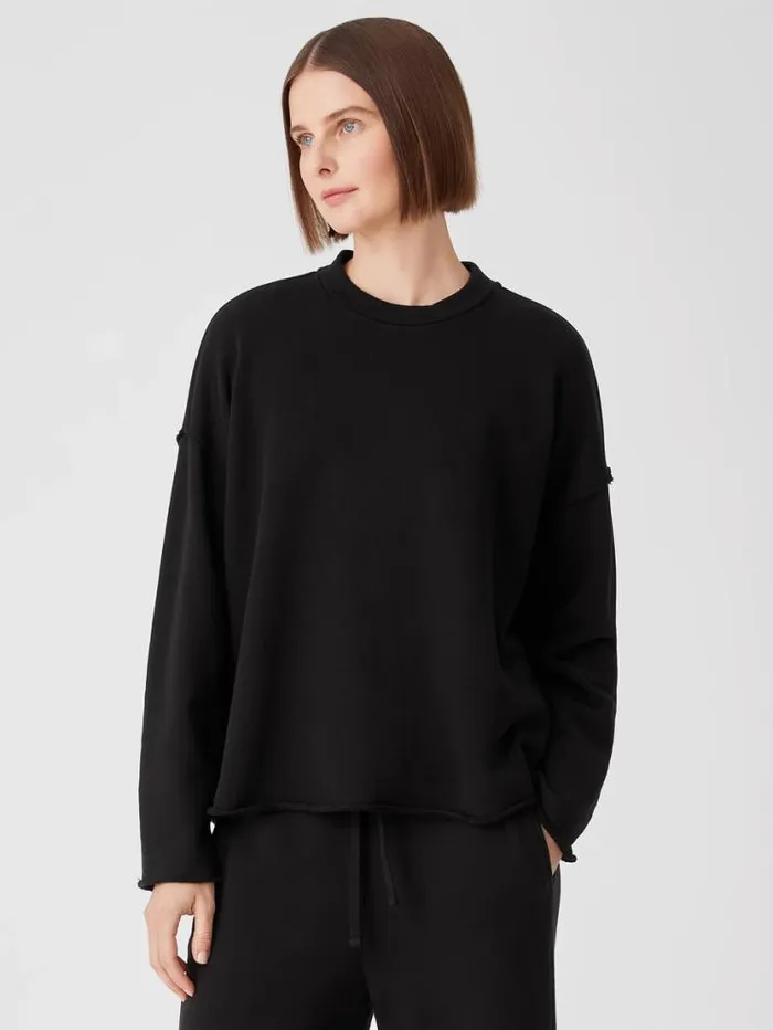 Eileen Fisher Tops and Tees Organic Cotton French Terry BoxTop Black 8211 Shop