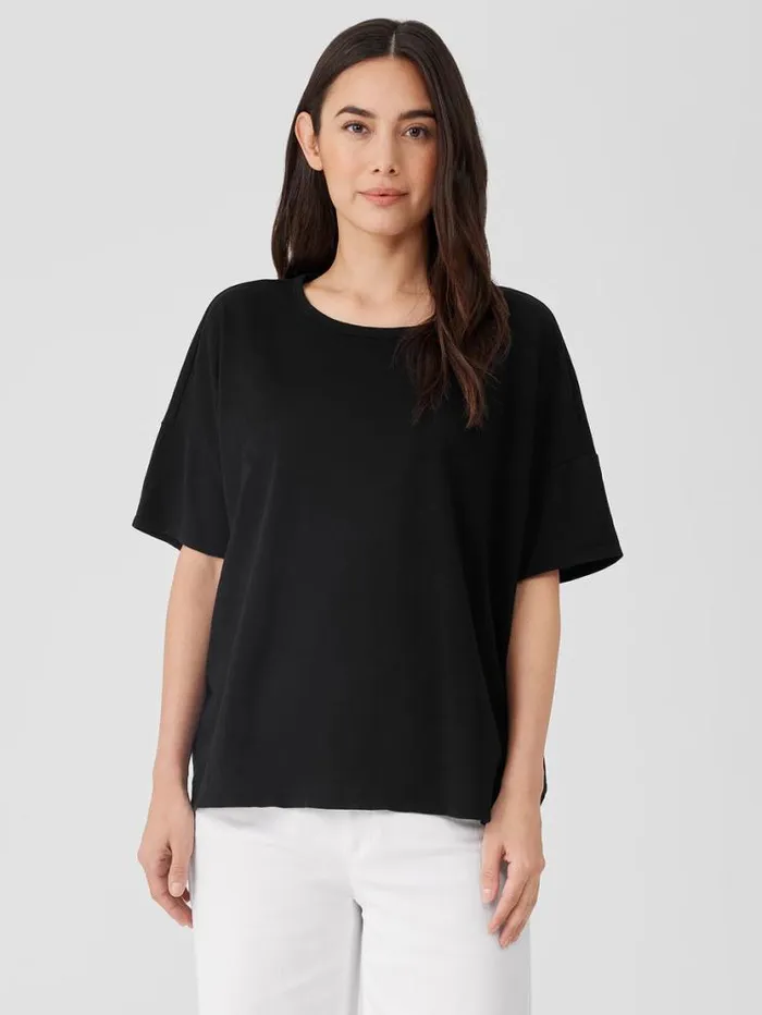 Eileen Fisher Tops and Tees Organic Cotton Slub Crew Neck Tee Black 8211 Shop